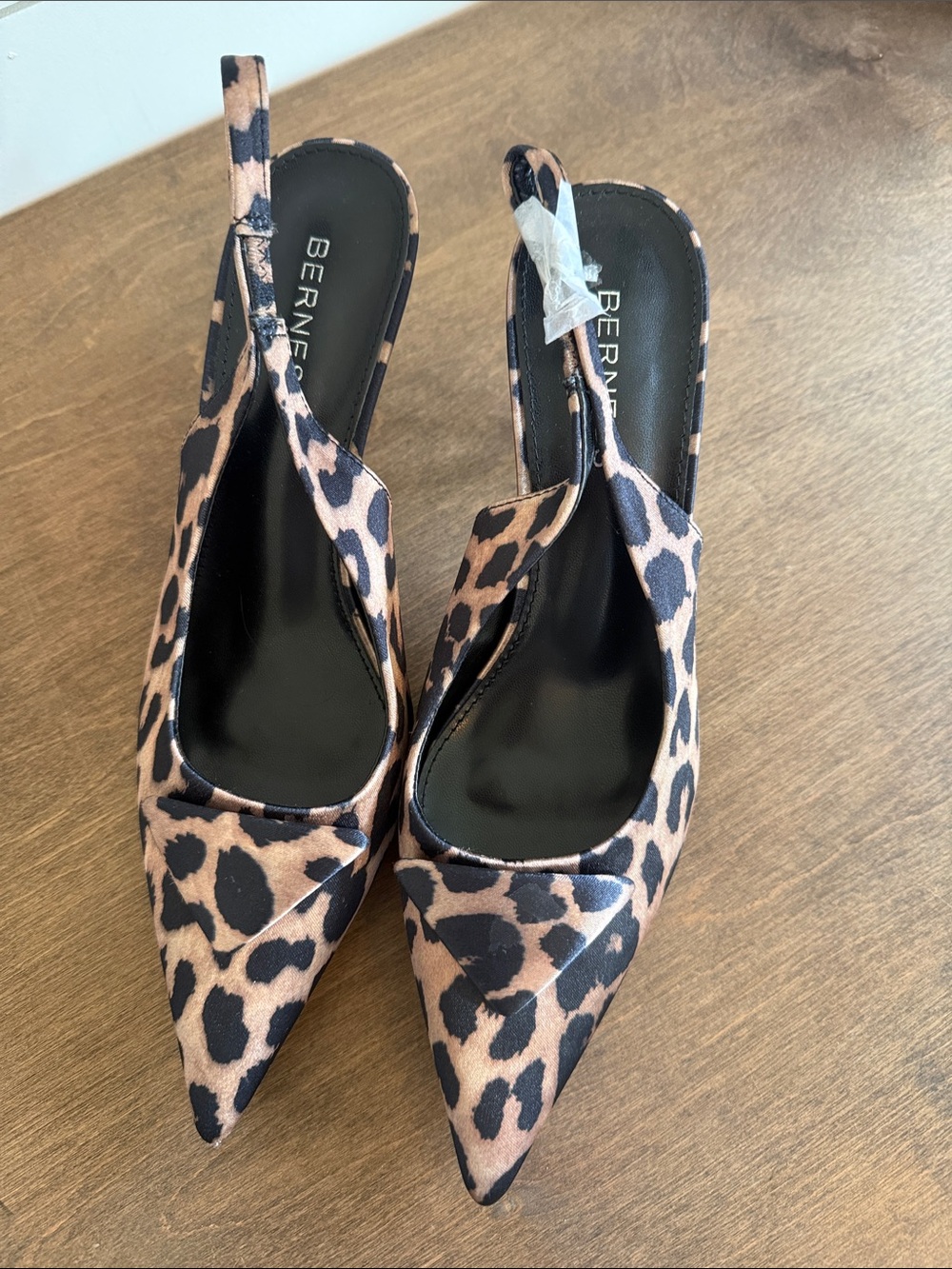 Bernice Leopard Print Pointed Slingback Mules - Tan/Black